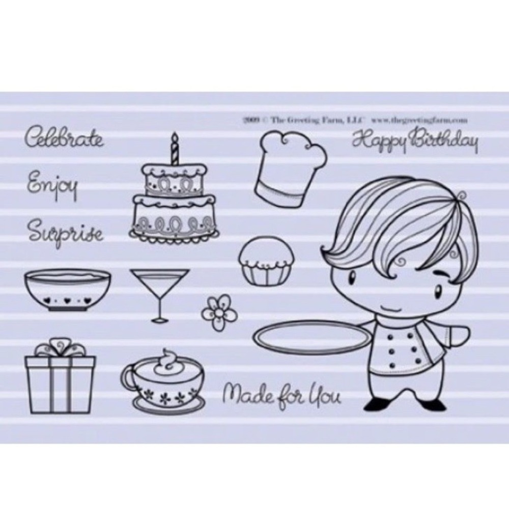 HAPPY CHEF-The Greeting Farm Red Cling‎ Rubber Stamp-Stamping Craft Ian Cook Set
